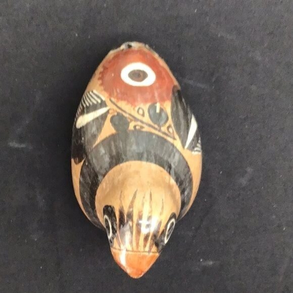 Handcrafted Ceramic Bird Figurine With Tribal Design Art - Picture 5 of 6